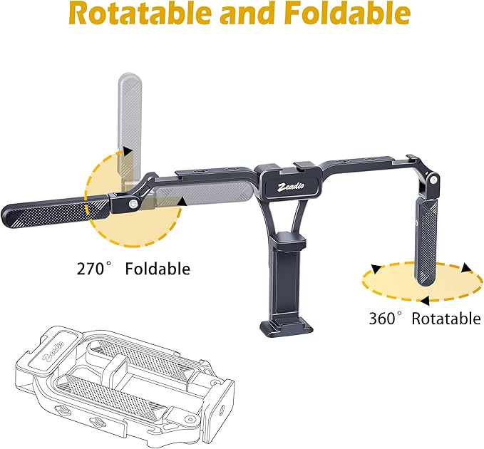 Zeadio Aluminum Smartphone Stabilizer Grip, Foldable Cellphone Video Rig, Filmmaking Vlogging Case, Phone Stabilizer Tripod Mount for All iPhone and Android Smartphones