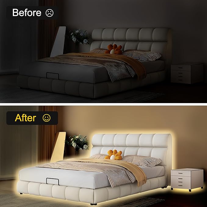 Pandery COB LED Strip Lights Warm White,24V Dimmable led Light Strip KIT with Remote and app Control,2700K 50FT/15m 8mm Wide Ra>90 Cuttable Flexible Strip Lights forBedroom,Wardrobe,Cabinet