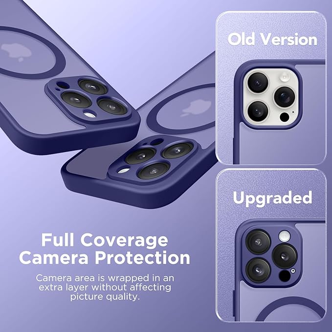 CAPRARO Magnetic for iPhone 14 Pro Case, [Compatible with MagSafe] [Full Camera Protection] Shockproof Protective Slim Translucent Matte Phone Case for iPhone 14 Pro 6.1'', Purple Eggplant