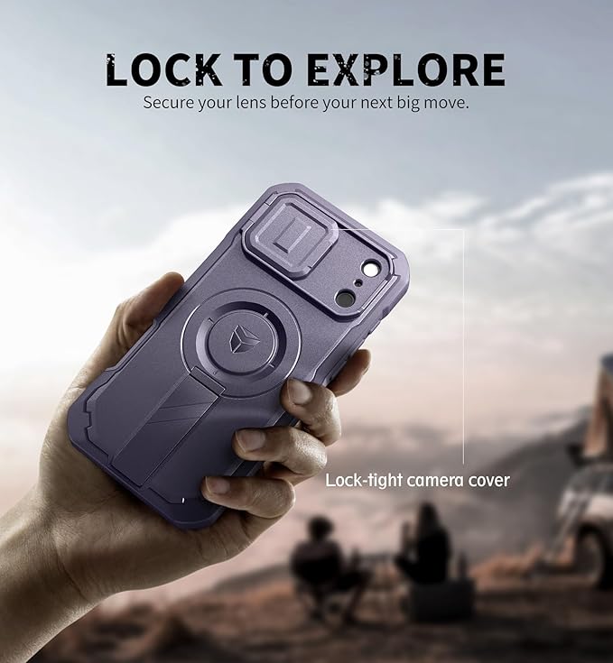 Dexnor for iPhone 17 Pro Max Case, [2 Front Frame & Built-in Flip Camera Cover & Kickstand], Compatible with MagSafe, Heavy-Duty Rugged Shockproof Case with Screen Protector, 6.9 inch Phantom Purple