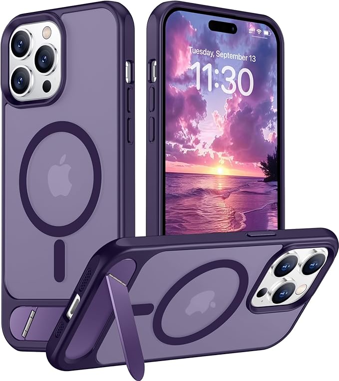 Magnetic Compatible with iPhone 14 Pro Case, [Built-in Invisible Kickstand][Compatible with MagSafe] [Military Grade Shockproof] Slim Translucent Matte Phone Case for iPhone 14 Pro 6.1"