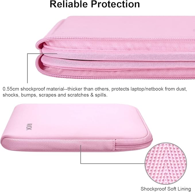 Arvok 11 11.6 12 Inch Laptop Sleeve Case for MacBook Air 12, Water-Resistant Neoprene Notebook Computer Tablet Sleeve, Carrying Bag Cover for Chromebook/HP/Dell/Lenovo/Asus/Acer, Pink