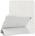 Lovmooful Compatible for iPad 11th 11-Inch A16 (2025),iPad 10 (10.9-Inch,2022 Model,10th Generation) Case with Pencil Holder Cute Polka Dot Aesthetic Design Soft TPU Trifold Stand Protective-White