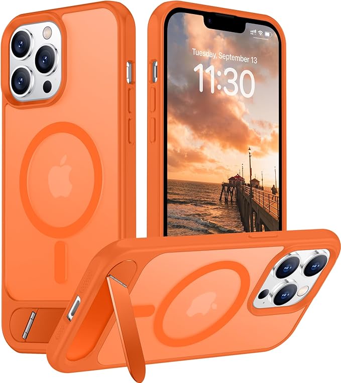 Magnetic Compatible with iPhone 13 Pro Case, [Built-in Invisible Kickstand][Compatible with MagSafe] [Military Grade Shockproof] Slim Translucent Matte Phone Case for iPhone 13 Pro 6.1"