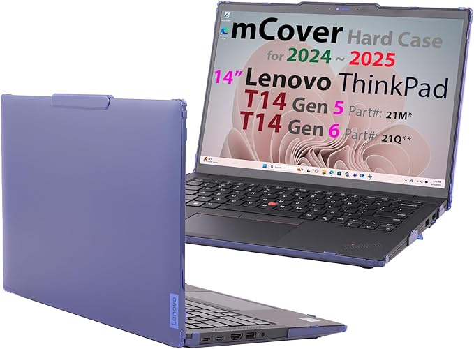 mCover Hard Case ONLY Compatible for 2024-2025 14" Lenovo ThinkPad T14 Gen 5 / Gen 6 Windows Notebook PC (with 180° Hinge, NOT Fitting Any Other Lenovo Models)- Blue