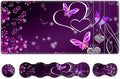 Upgraded Extended Gaming Mouse Pad, Keyboard Wrist Rest Pad, Wrist Support Mousepad Set, Artso Large Rubber Base Stitched Edges, Multifunctional Desk Pad (35 x15.5 in), Purple Heart Butterfly
