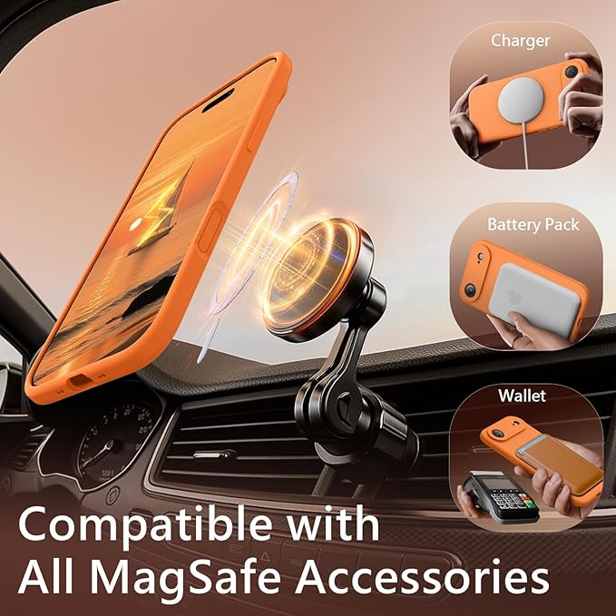 FireNova Magnetic for iPhone Air Case, Compatible with MagSafe, [Integrated Silicone Camera Control Button] [Camera Protection] Microfiber Lining Phone Case for iPhone 17 Air, 6.5", Orange
