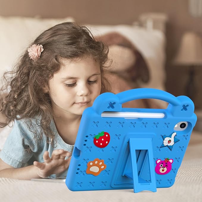 for iPad mini 7 Case A17 Pro,iPad mini 6 Case, Shoulder Strap Shockproof Cute DIY Figures Design Handle Stand Protective Rugged Case for Apple iPad mini 7th 6th Generation 8.3",SkyBlue