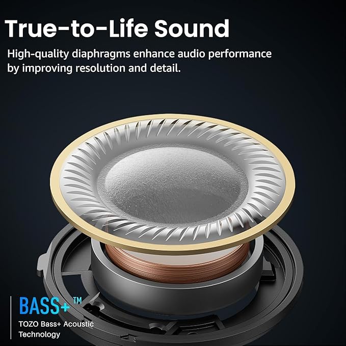 TOZO A1 Wireless Earbuds Bluetooth 5.3 Light Weight in Ear IPX5 Waterproof Headphones 2 Mic for AI Calls, Immersive Premium Sound Bass Headset with Charging Case, 32 Presets EQ Customization via App