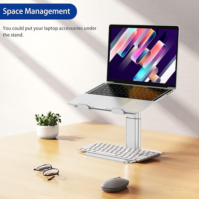 BESIGN LSX6N Laptop Stand, Ergonomic Adjustable Notebook Riser, Computer Holder, Laptop Mount Compatible with 10-15.6" Laptops, Silver