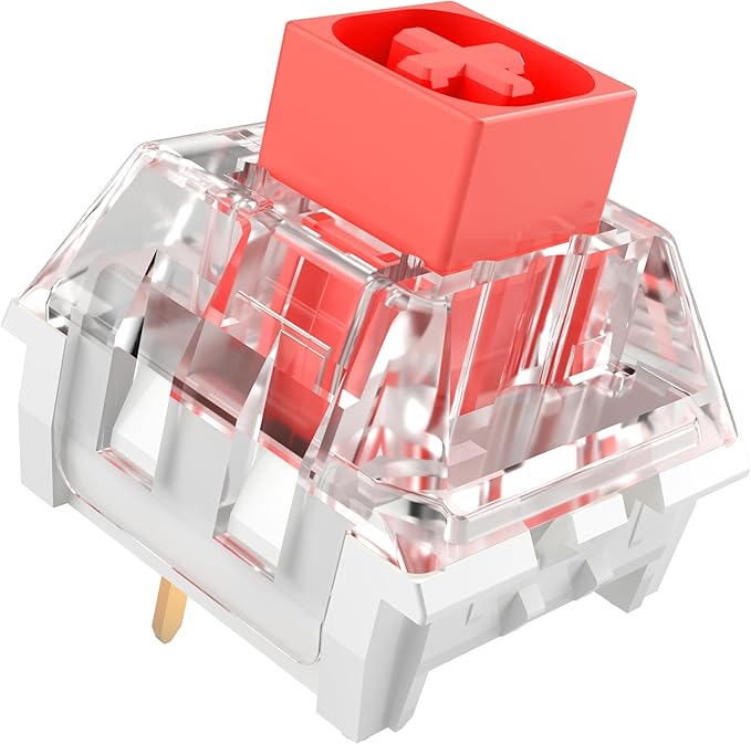 Kailh Box Red Switches for Mechanical Keyboard,3-Pin 45gf Linear/Factory Lubed/Dust&Waterproof Switches(Kailh Box Red,72Pcs)