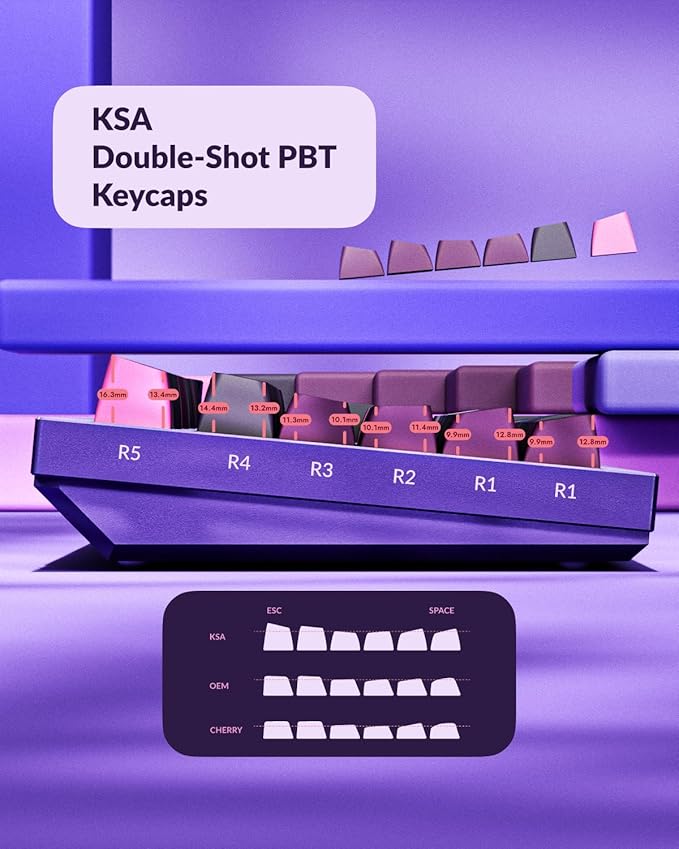 Keychron Q5 Pro Wireless QMK/VIA Mechanical Keyboard, Full Customizable 96% Layout with Programmable Knob, Hot-swappable K Pro Red Switch Compatible with Mac Windows Linux - Purple