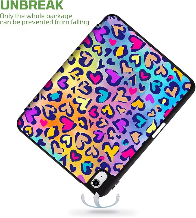 for iPad (A16) 11Th/10Th Generation Case 2025/2022, for iPad A16 Case 11Th/10Th Generation, 10Th/11Th Gen Slim Cover Pencil Holder & 4 Viewing Angles & Typing Stand, Colorful Love Leopard