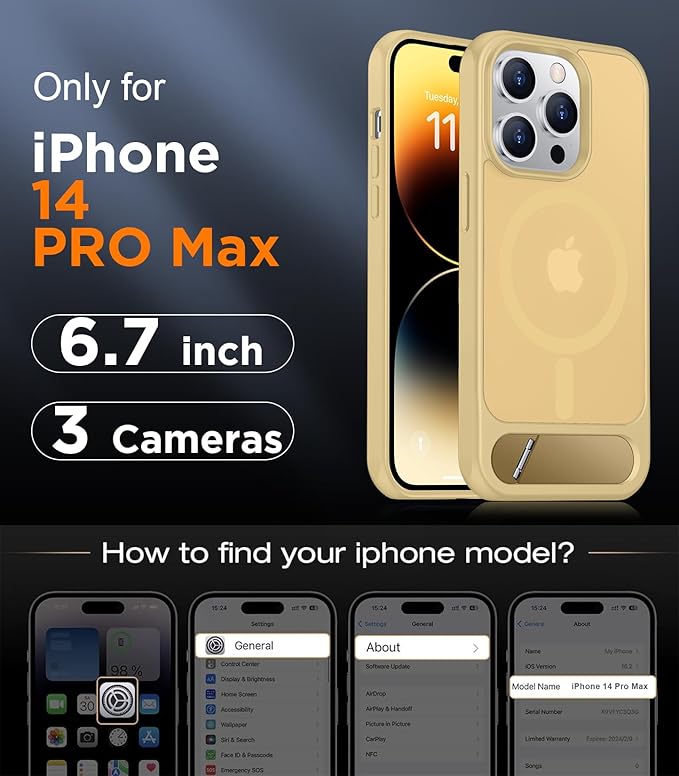 Magnetic Compatible with iPhone 14 Pro Max Case, [Built-in Invisible Kickstand][Compatible with MagSafe] [Military Grade Shockproof] Slim Translucent Matte Phone Case for iPhone 14 Pro Max 6.7"