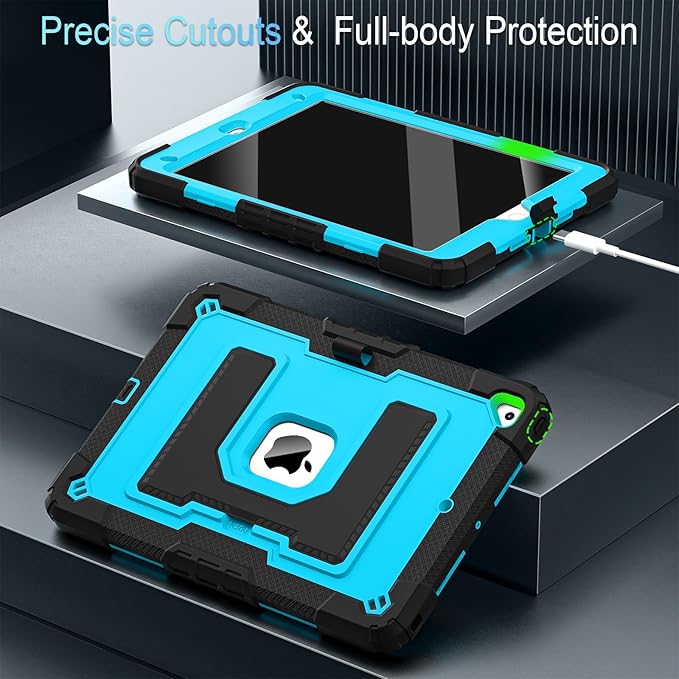 for iPad 9th Generation 2021/ iPad 8th Generation 2020/ iPad 7th Generation 2019,iPad Case 9/8/7th Gen with Pencil Holder,Shockproof Cover for i Pad 10.2 Inch,Black Blue