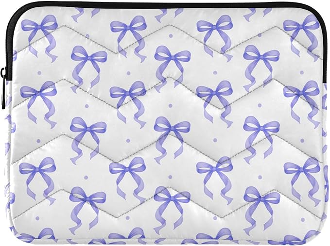 Laptop Case Sleeve, Purple Ribbon Bow Dots Pattern Shockproof Protective Computer Carrying Cover, Briefcase Handbags 13-13.3inch Laptop Sleeve Bag