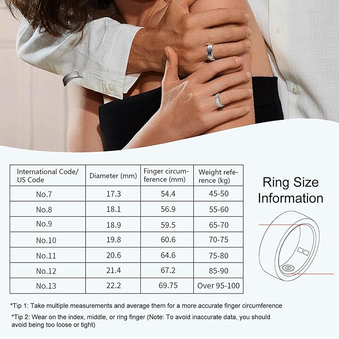 Smart Ring for Women Men,No Subscription Fee,Fitness Tracker Ring with Heart Rate, Sleep Monitoring, Blood Oxygen, Step Counting for iOS and Android, Waterproof(Rose Gold, 6)