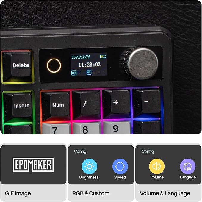 EPOMAKER TH99 PRO 96% Mechanical Keyboard with Screen & Knob, 10000mAh, 2.4Ghz/BT, Hot Swap, Custom Driver, RGB Backlight, PBT Keycap, Wireless Gaming Keyboard for PC/Mac (Black, Sea Salt Silent)