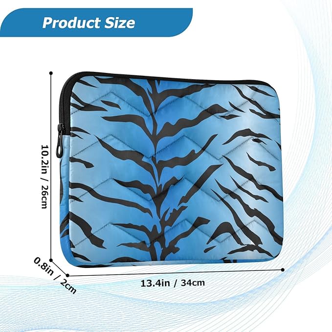 Laptop Case Sleeve, Blue Tiger Stripes Black Pattern Shockproof Protective Computer Carrying Cover, Briefcase Handbags 15-16 inch Laptop Sleeve Bag