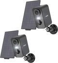 Solar Security Cameras Wireless Outdoor, ieGeek 2 Pack 2K WiFi Battery Camera System for Home Surveillance, Battery Powered Cam with 3MP Color Night Vision, PIR, AI, 2-Way Talk, IP65, Works with Alexa