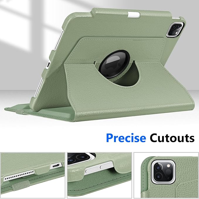 Fintie Rotating Case for iPad Pro 11-inch (4th / 3rd Generation) 2022/2021-360 Degree Swiveling Stand Cover w/Pencil Holder, Auto Sleep/Wake, Also Fit iPad Pro 11" 2nd/1st Gen, Sage Green