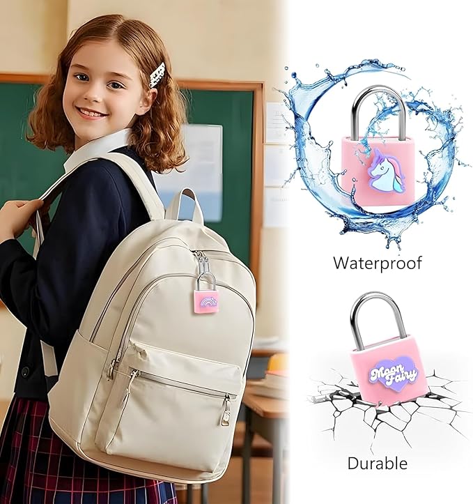 UMIKSMART Fingerprint Padlock with Silicone Protective Cover & Charm, Smart Keyless Padlock for School Locker, Gym Locker, Backpack and Travel Bag, Gift for Kids, Teens and Friends