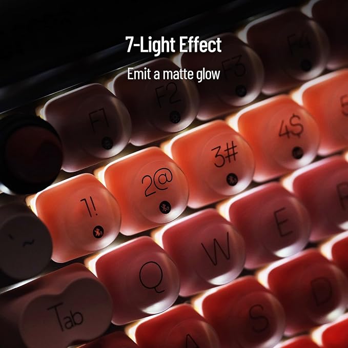 LOFREE DOT Lipstick 84Keys Wireless Mechanical Keyboard, White Backlit Rechargeable Hot-swappable Keyboard with Gasket Design, 3 Types Connection for Windows, Mac OS/Black