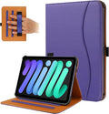 iPad mini 7 Case (A17 Pro) 2024, iPad mini 6 Case 2021, iPad mini 7th/6th Generation Case 8.3 Inch,Premium PU Leather Folio Stand Cover with Pencil Holder and Multi-Viewing Angles（Purple）