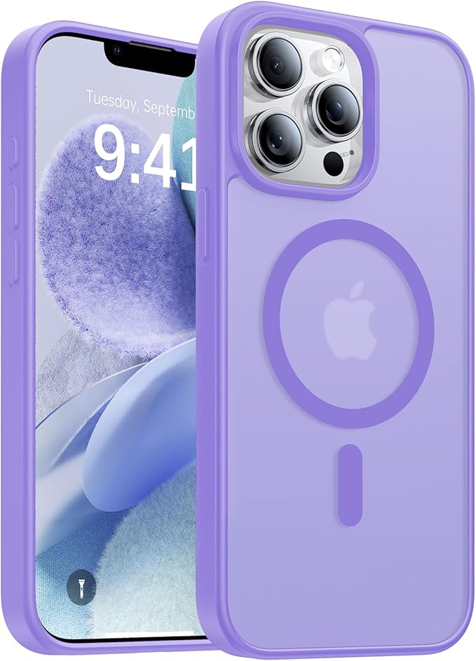 Magnetic for iPhone 12/iPhone 12 Pro Case,[Compatible with MagSafe][Military-Grade Drop Protection][Anti-Yellow]Shockproof Translucent Matte Cover for iPhone 12/12 Pro Phone Case,Light Purple