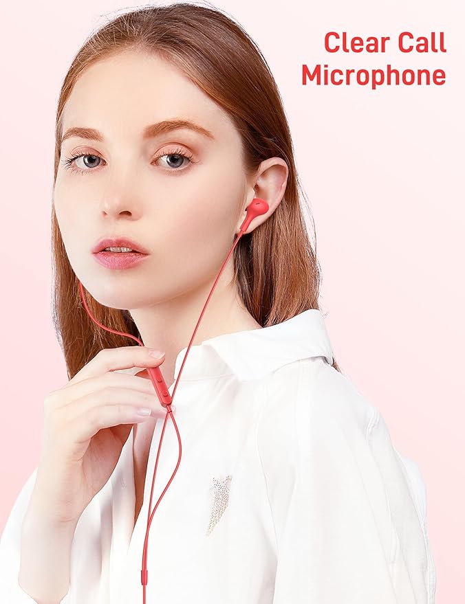 iMangoo for Apple USB C Wired Headphones, Hi-Fi Sound Corded Earbuds, Ergonomic Small in Ear Buds for iPhone 17 Pro Max/17e/16 Plus/16e/15, for Samsung S26/S25 Ultra/for Pixel Type C Earphones Red