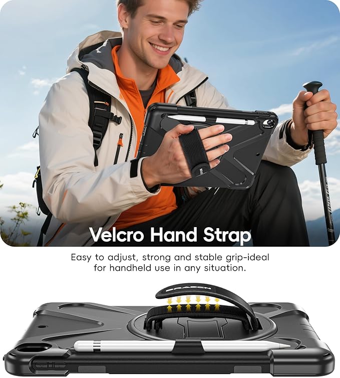 BRAECN Case for iPad Air 3rd Generation 2019 / iPad Pro 10.5 inch 2017, Rugged Heavy Duty Shockproof Cover with Pencil Holder, 360° Rotating Kickstand & Adjustable Hand Strap & Shoulder Strap for Kids