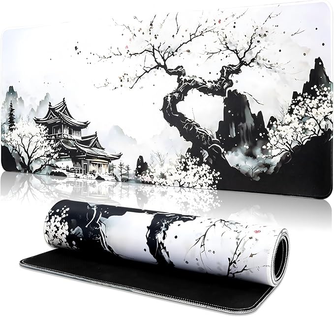 Mouse Pad Gaming Mousepad, 31.5 x 11.8in Large Desk Mat Keyboard Pads Extend Long XL Mouse Mat with Non-Slip Base Desk Accessories for Home Office Keyboard Mouse (Cherry Blossom)