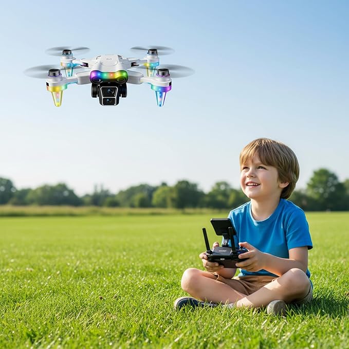Toys for Ages 8–13, Drone with Camera for Kids with Fancy LED Lights, 2.4GHz Remote Control, One Battery, Indoor & Outdoor Toy Gift