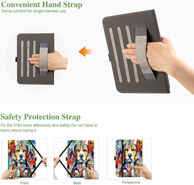 Vimorco for iPad Air M4/M3/M2 11 Inch Case 2026/2025/2024, for iPad Air 5th/4th Gen Cases 10.9-inch, for iPad Pro 11 Inch Case 4th/3rd/2nd/1st Generation Pencil Holder/Hand Strap/Pocket, Cute Dog