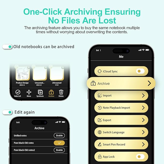 Smart Pen and Notebook - Smartpen Writing Set, Digital Smart pens for Note Taking, Real-time Sync for Digitizing, Storing, and Sharing Paper Notes, Compatible with ipad, iPhone and Android Smartphone