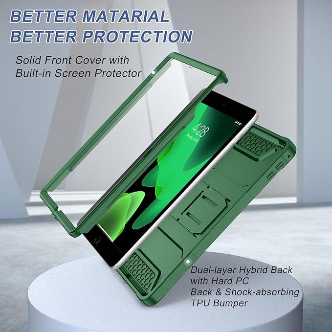 Soke Case for iPad 6th/5th Generation 9.7 Inch 2018/2017,with Built-in Screen Protector and Kickstand, Rugged Full-Body Heavy Duty Protective Cover for Apple iPad Air 2 /Pro 9.7 - Alpine Green