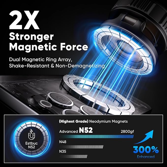 Phone Holders for Your Car, Car Phone Holder for Magsafe [Upgraded Strongest Suction & Magnetic] 360° Adjustable Magnetic Car Phone Mount for Your Car/Gym/Mirror Mount for iPhone & Android | Best Gift