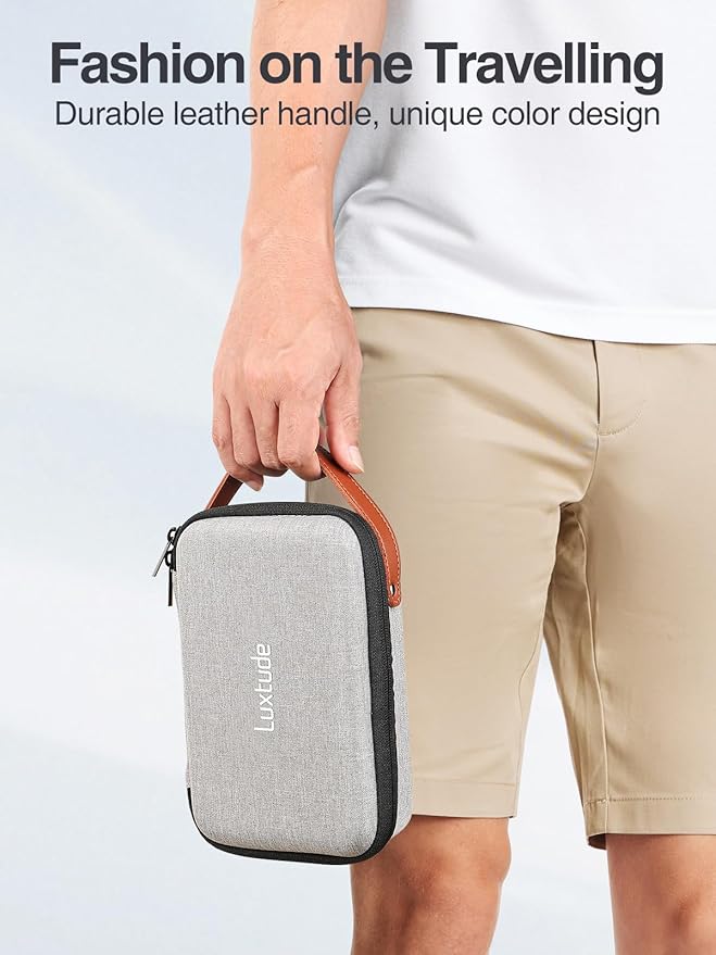 Luxtude Electronic Organizer Travel Case, Portable Tech Organizers, Hard Charger Organizer, Travel Cable Organizers, Tech Bag (Single-Layer, Grey, Small)