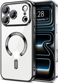 Hython Magnetic Clear for iPhone 17 Pro Case with Camera Lens Protector [Compatible with MagSafe] Luxury Plating Edge Slim Soft TPU Cover Protective Phone Case for iPhone 17 Pro 6.3", Black