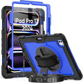 Case Compatible with iPad Pro 13 2024 with Screen Protector | Case for iPad Pro 13 Inch with Pen Holder Stand Hand/Shoulder Strap | Silicone Rugged Protection Case | Blue