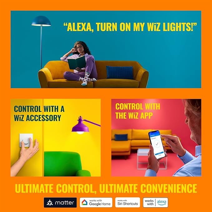 WiZ Connected 120W PAR38 Color LED Light Bulb - Connects to Your Wi-Fi - E26 Smart Bulb - Control with Voice or App + Activate with Motion - Matter Compatible - 1 Pack