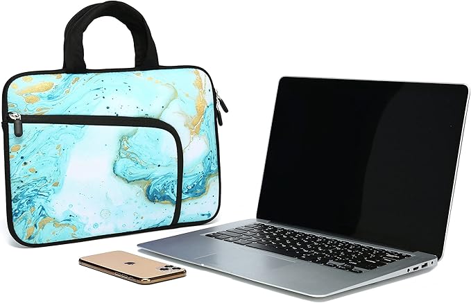 14 15 15.4 15.6 inch Laptop Handle Bag Computer Protect Case Holder Notebook Sleeve Neoprene Cover Soft Carrying Case with Extra Pockets for Dell Lenovo Toshiba HP Chromebook ASUS Acer(Vast Ocean)