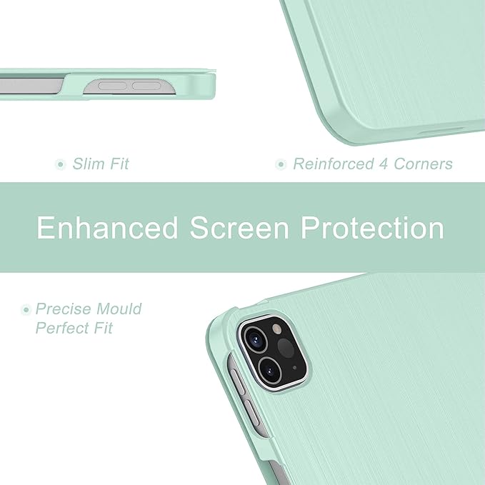 Soke Case for iPad Air 13 Inch (M3/M2) 2025/2024,iPad Pro 12.9 2022 2021(6th 5th Generation) - [Slim Trifold Stand + Auto Wake/Sleep],Protective Hard PC Back Cover (Mint Green)