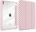 Case for iPad Pro 13 Inch (M5 2025 M4 2024) – [Built-in Pencil Holder], Shockproof & Stylish, Clear Hard Back + Soft TPU Edge, Magnetic Trifold Stand, Auto Wake/Sleep, Pink Polka dot