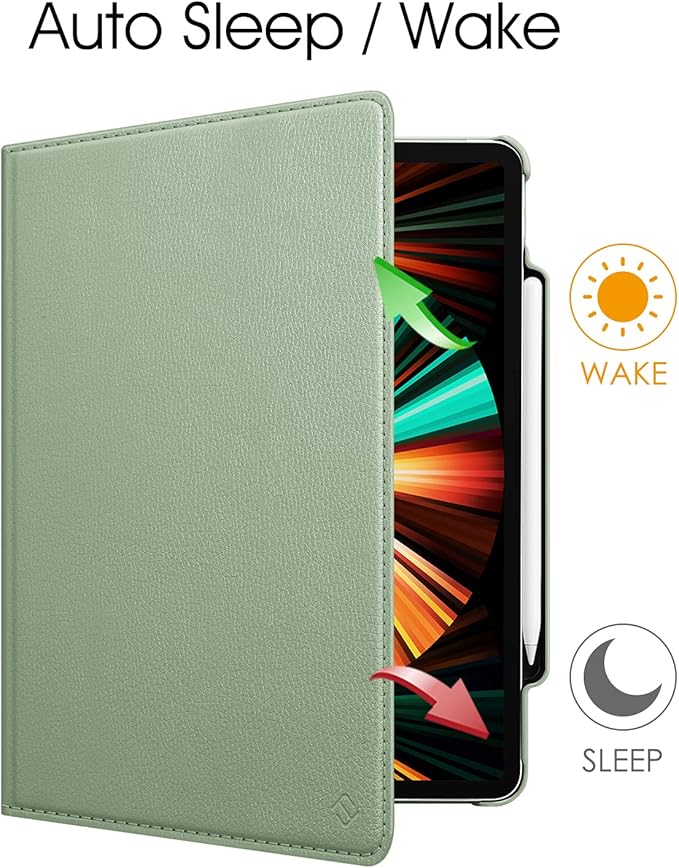 Fintie Rotating Case for iPad Pro 12.9-inch 6th Generation 2022-360 Degree Swiveling Protective Cover with Pencil Holder, Auto Sleep/Wake, Also Fit iPad Pro 12.9" 5th/4th/3rd Gen, Sage Green