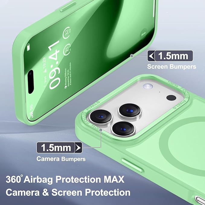Newfuture Magnetic for iPhone 17 Pro Case [Compatible with Magsafe] [Military Grade Drop Protection] Translucent Matte Anti-Scratch Shockproof Protective Phone Cover 6.3 Inch, Matcha Green