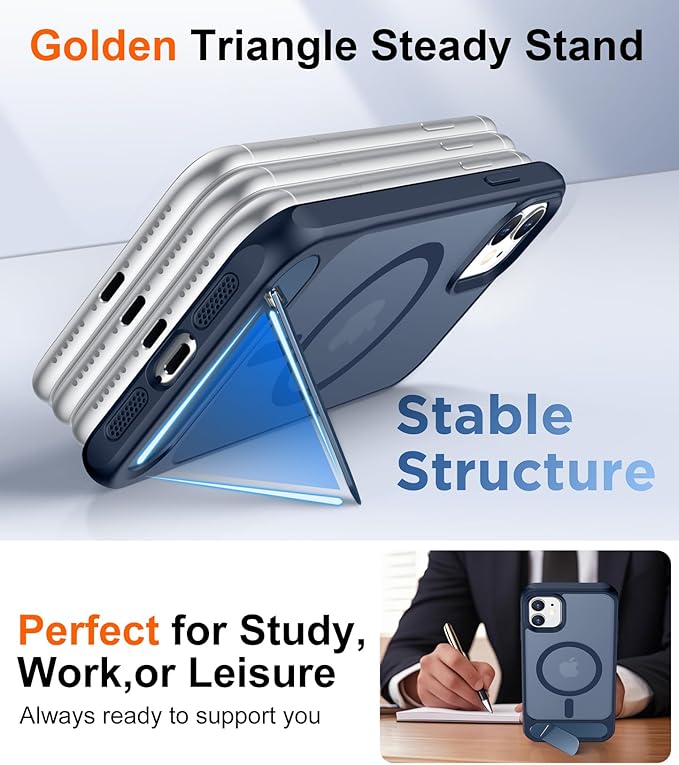 Magnetic Compatible with iPhone 11 Phone Case, [Built-in Invisible Kickstand][Compatible with MagSafe] [Military Grade Shockproof] Slim Translucent Matte Phone Case for iPhone 11 6.1"