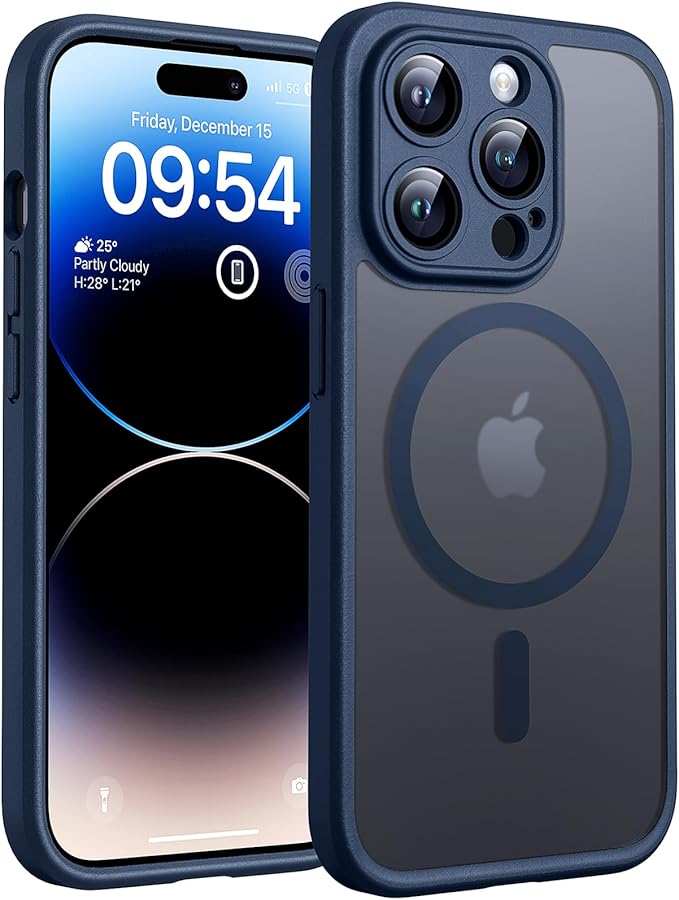 TOCOL for Phone 14 Pro Max Case, Compatible with Magsafe Charger, Full Camera Protection, Drop Protection, Translucent Matte Phone Case for iPhone 14 Pro Max 6.7 inch (Dark Blue)