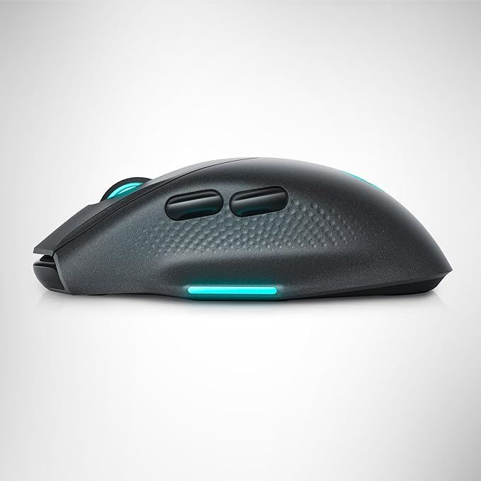 Alienware Wireless Gaming Mouse AW620M - Wireless/Wired, 1 x USB - 4 pin USB Type A, 26000 dpi, 3.52oz (99g) Weight, 7 Buttons, Non-Slip Grip, up to 140 Hours of Gaming - Dark Side of The Moon