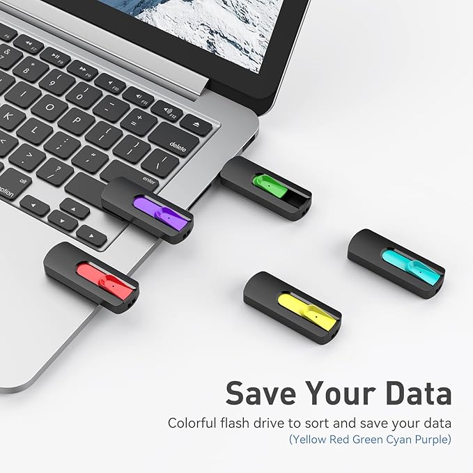 Aiibe 10 Pack 64GB Flash Drive USB Drive 64GB USB Flash Drives Thumb Drives USB 2.0 Memory Stick Bulk (64 GB, 10 Pack, 5 Mixed Colors)